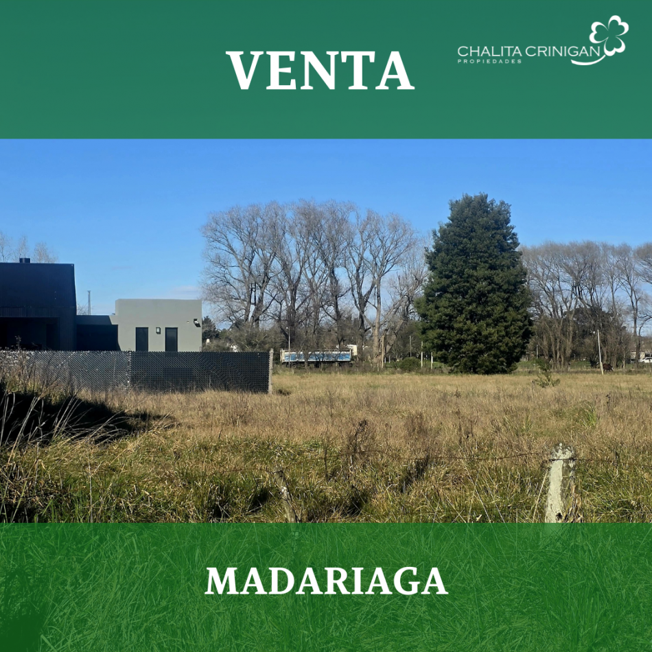 ¡VENTA! Gral. Madariaga, Bs. As.  Te presentamos este espectacular lote unifamiliar en zona residencial, rodeado de construcciones de gran nivel y un entorno de tranquilidad.