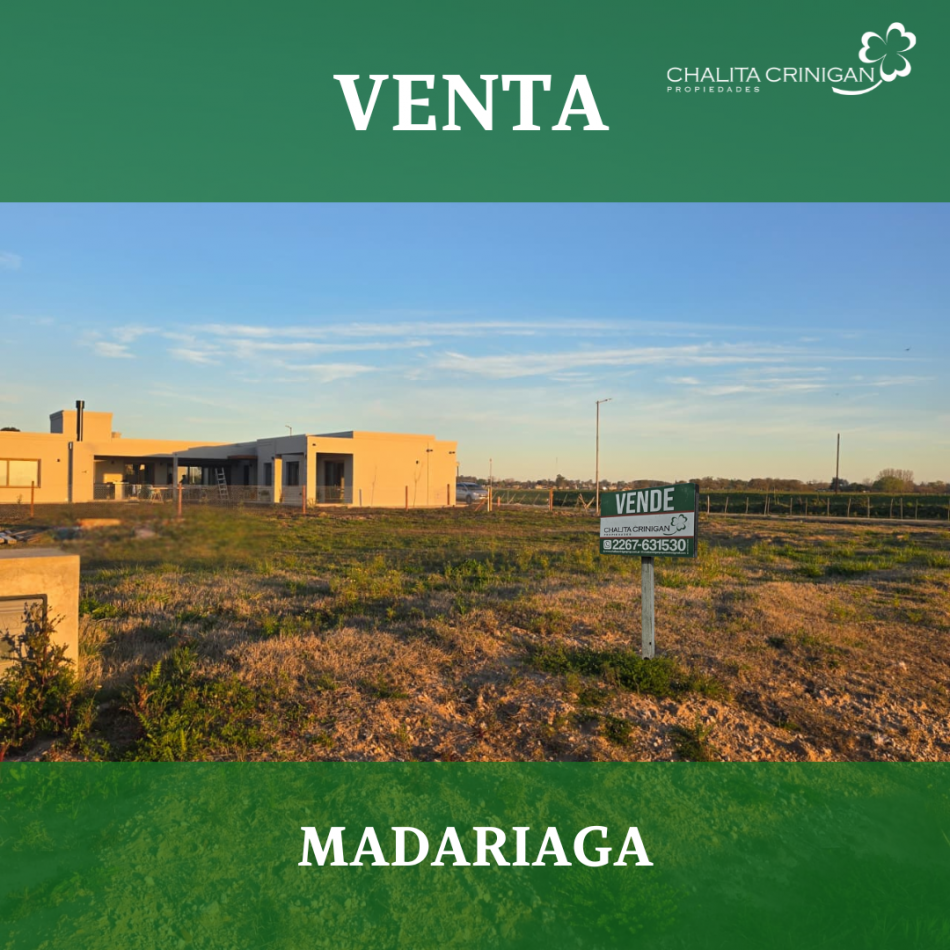 ¡VENTA! Gral. Madariaga, Bs. As. Terreno ubicado en Barrio Los Patos, una zona tranquila y en crecimiento.